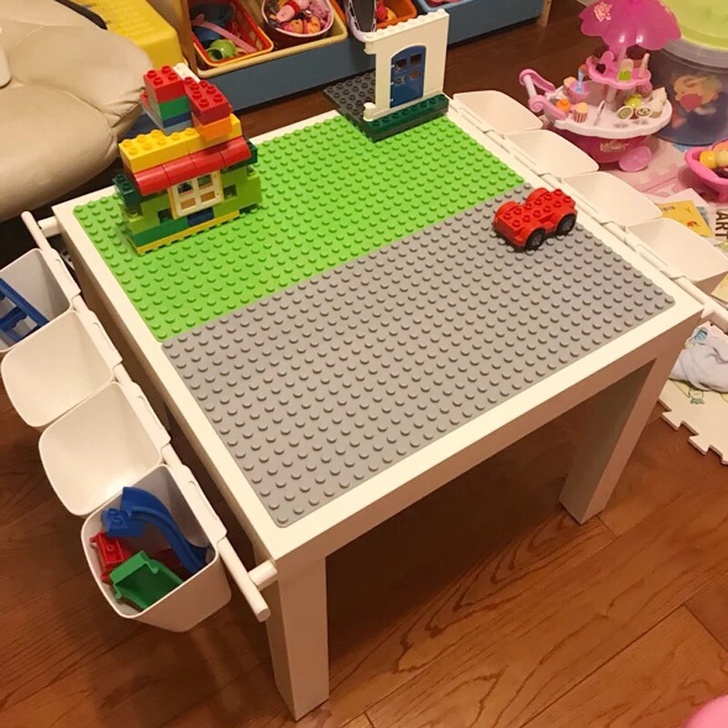 多功能儿童积木桌子3-6周岁宝宝游戏宜家玩具台拼装小大颗粒底
