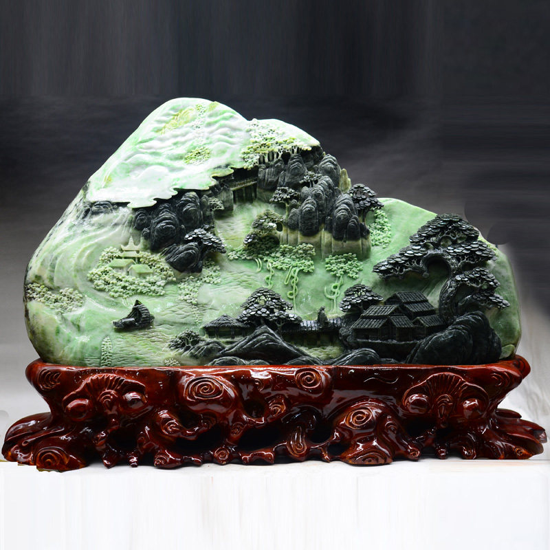 【一品独韵】中国四大名玉 独山玉 山水摆件 35200克
