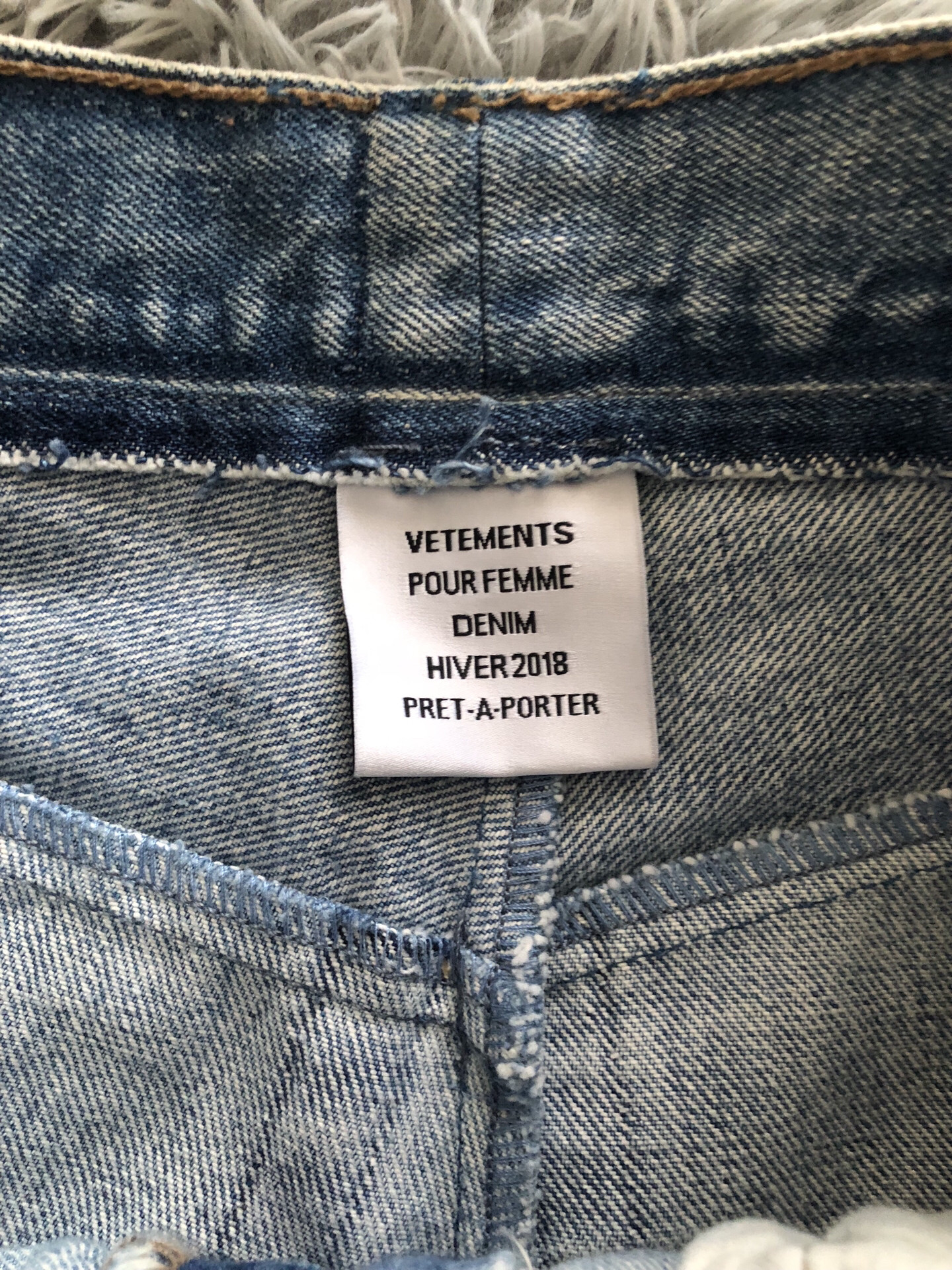 Vetements Blue Spliced High Waist Jeans — detail