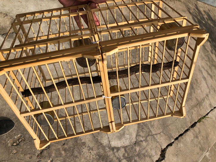 压卯铜嘴笼蜡嘴笼全皮无竹节无裂上过两遍油全套出带钩