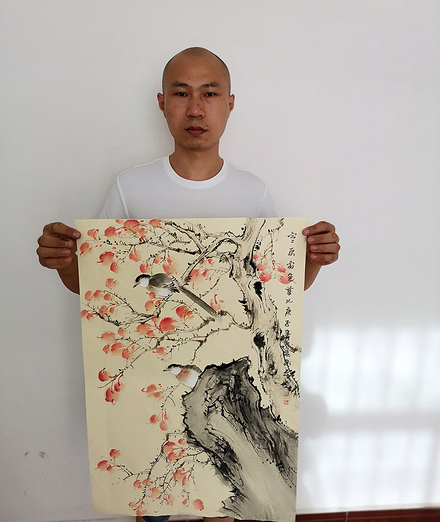 【关注免保】已托底省美协姜义利《室原霜色》花鸟国画拍卖2900