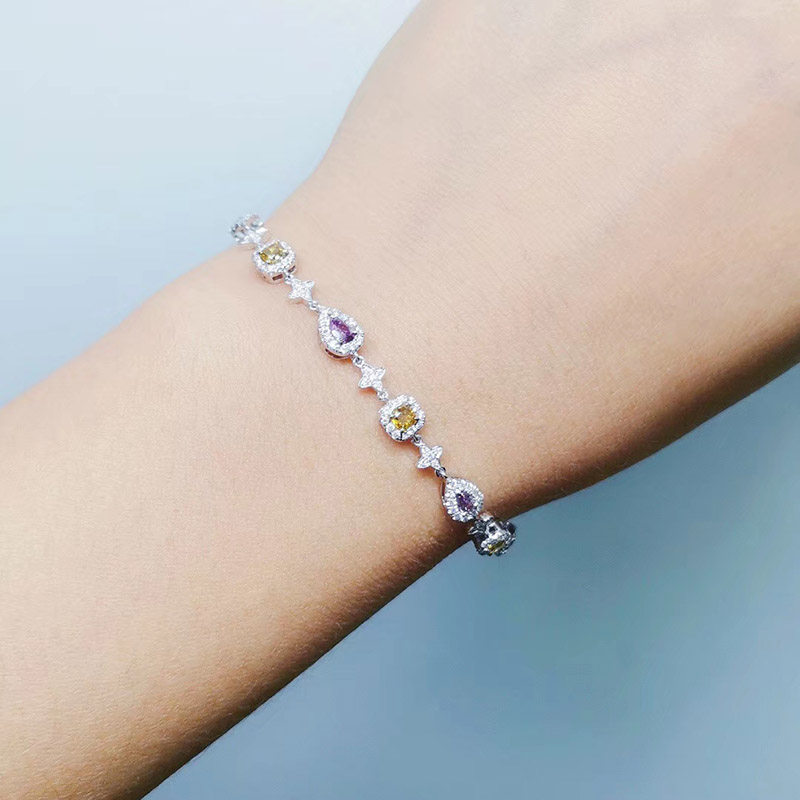 543ct 18k金垫形马眼椭圆水滴形钻石手链 - 拍卖