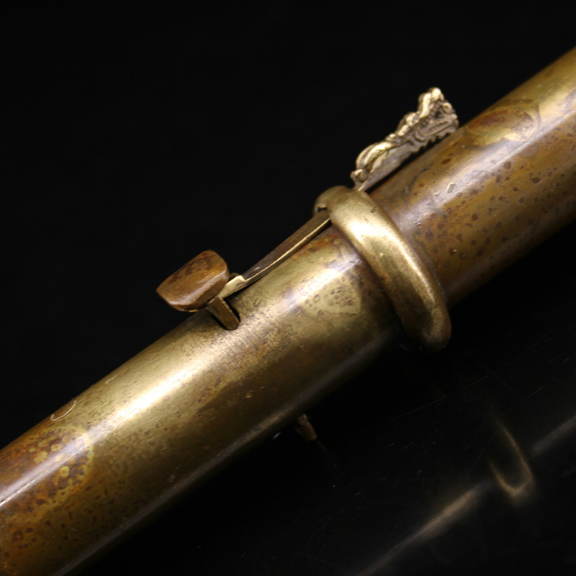 珍藏清末老纯铜纯手工打造镶嵌宝石龙头袖剑-z12-444