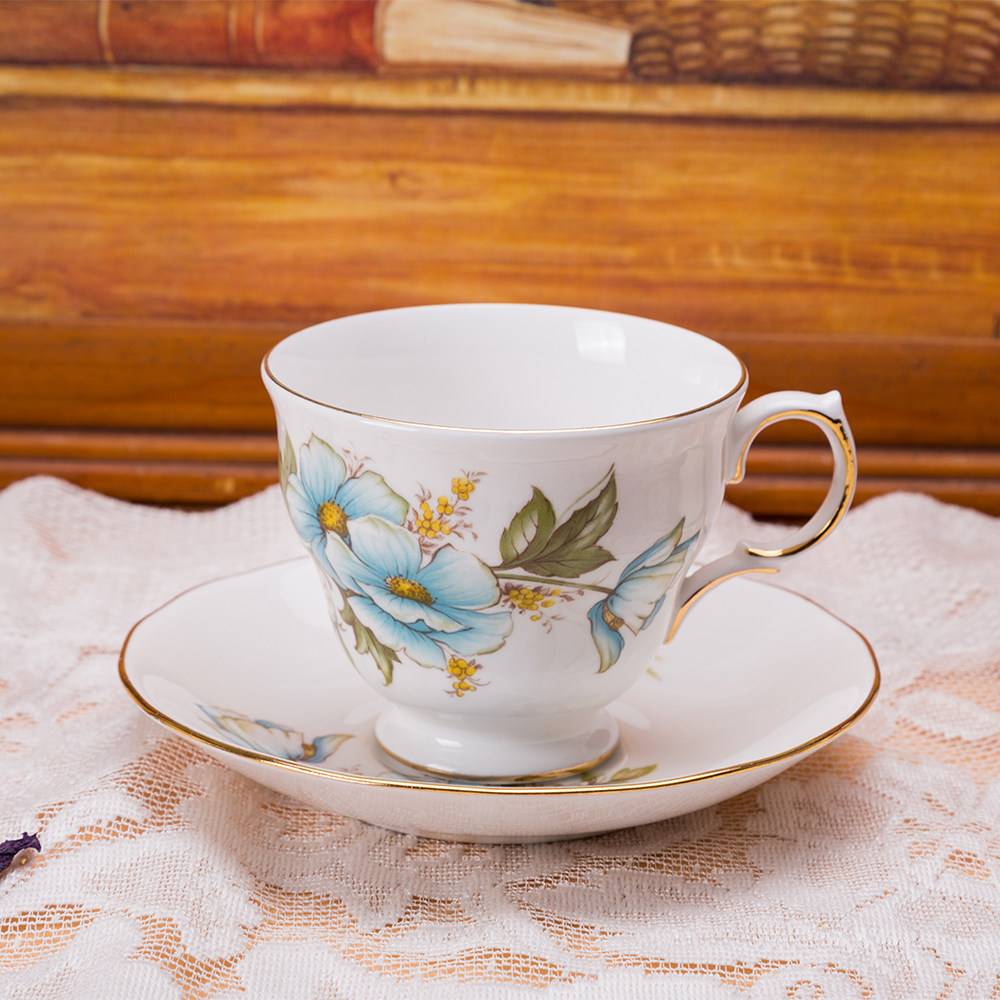 安缇客欧美艺术品  英国骨瓷鎏金花卉咖啡杯茶杯九品 pmtc412