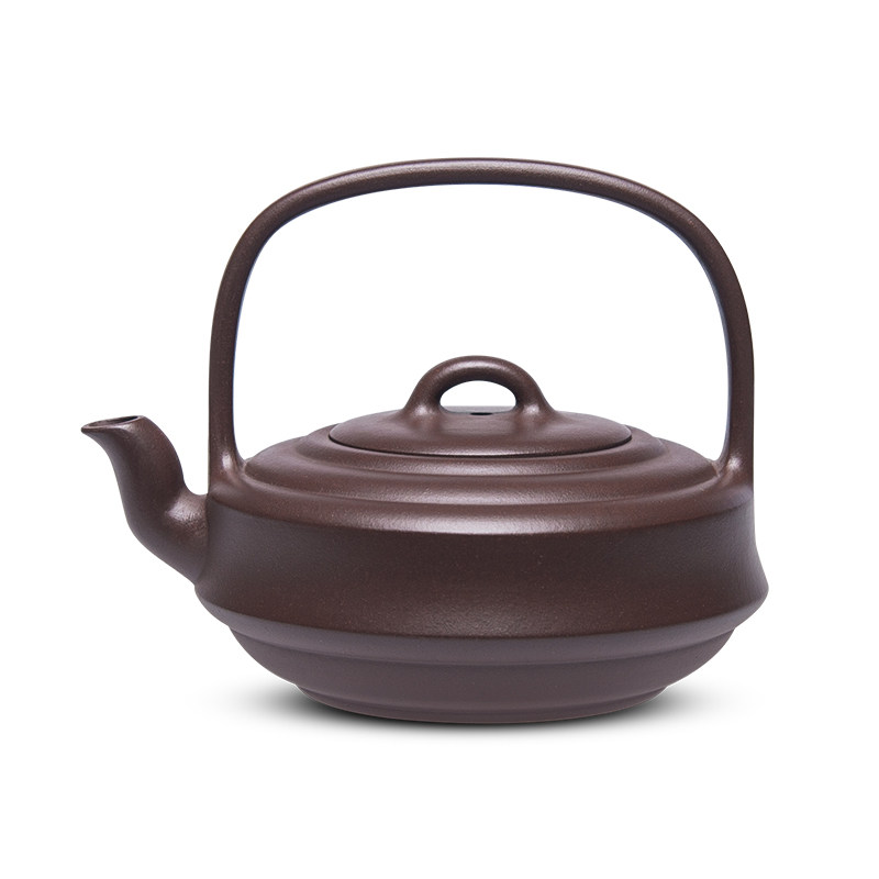 螺纹提梁 国助工李梦恬手工制 原矿紫泥宜兴紫砂壶