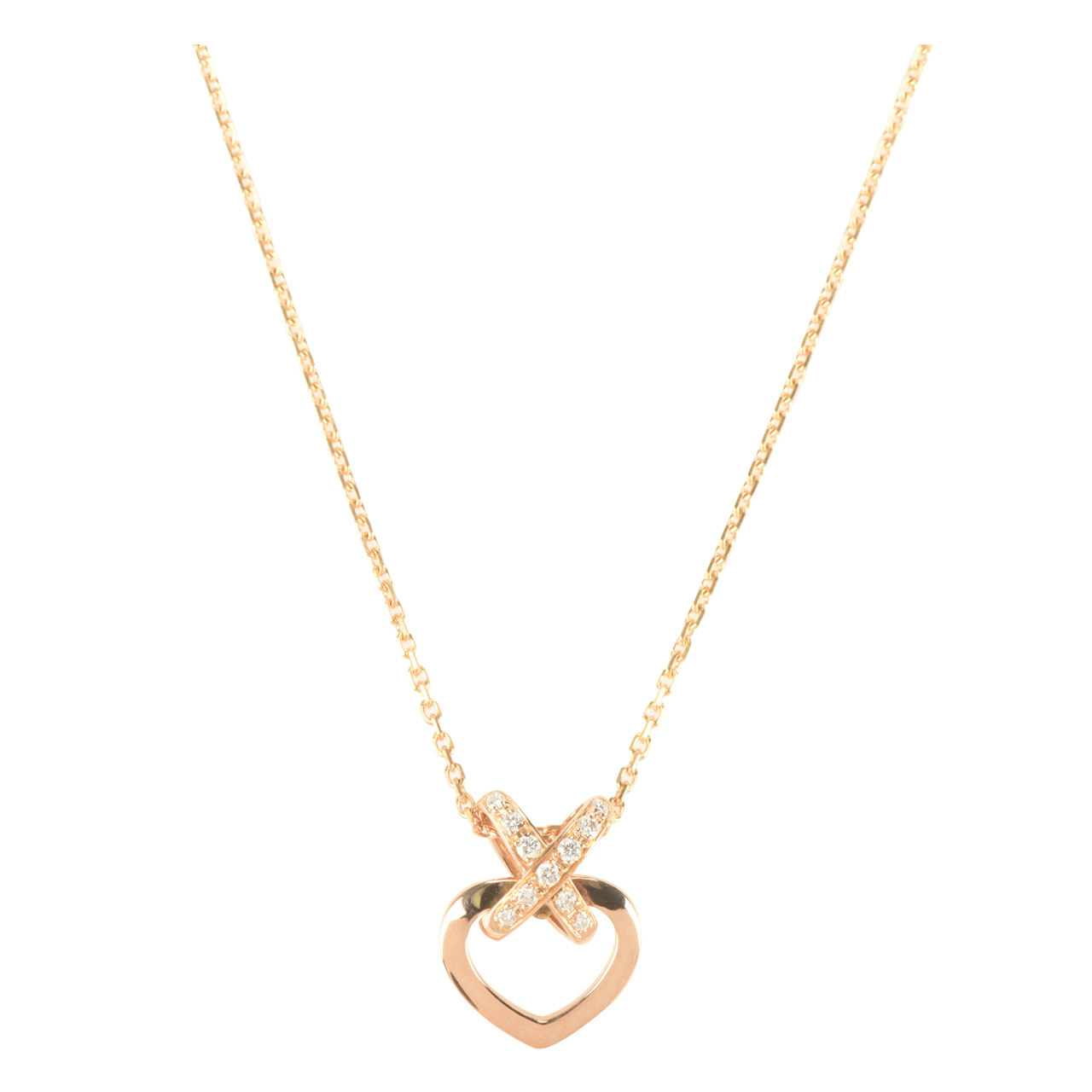 [9.9新]尚美chaumet女士750玫瑰金镶钻爱心吊坠项链liens欢缘