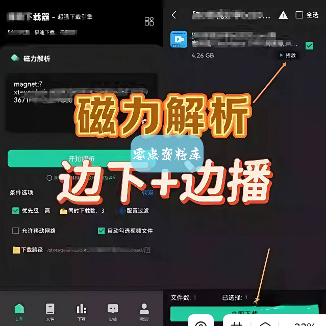 磁力搜索边下边播工具VIP版 手机电脑皆可用 无限制无二次收费包