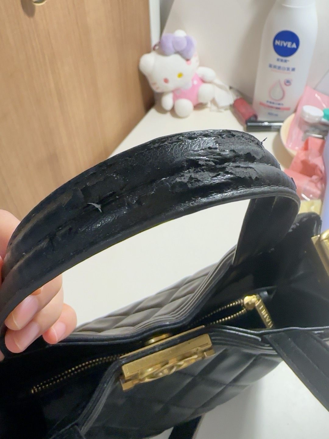 ​香家高版本黑色菱格纹手提包