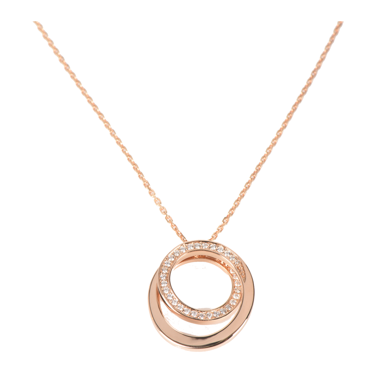 [9.9新]卡地亚cartier女士750玫瑰金镶钻双环吊坠项链etincelle