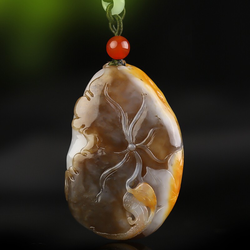 省级大师崔照乐【佛引福来】精品和田玉俏色巧雕弥勒佛挂件71.74g