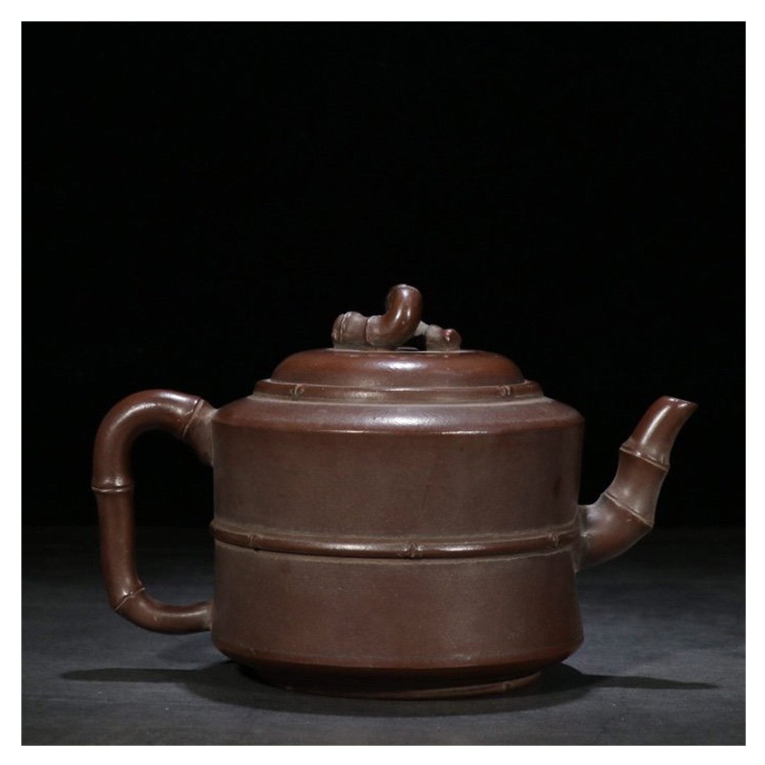 回流. 手工制竹节纹老紫砂壶p