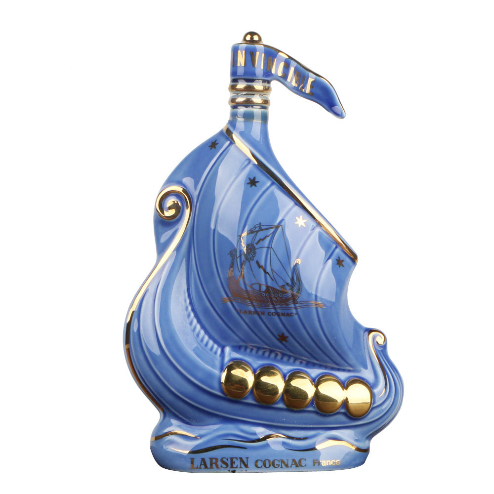 33【免保】90年代larsen拉森瓷瓶帆船干邑白兰地40度700ml