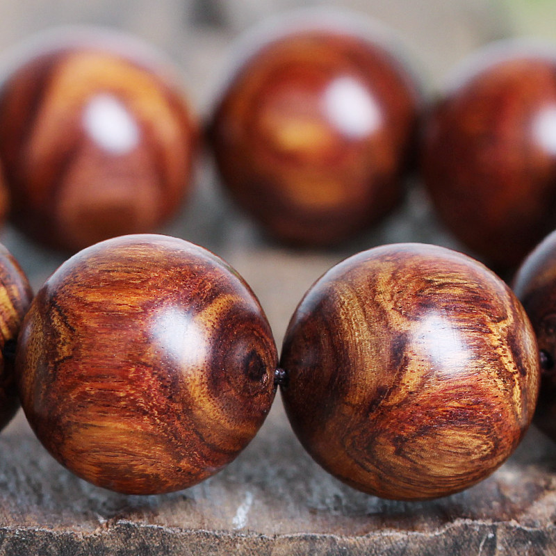 【海南黄花梨】41.6g 鬼脸对眼纹 降香黄檀20mm佛珠手串 盘玩