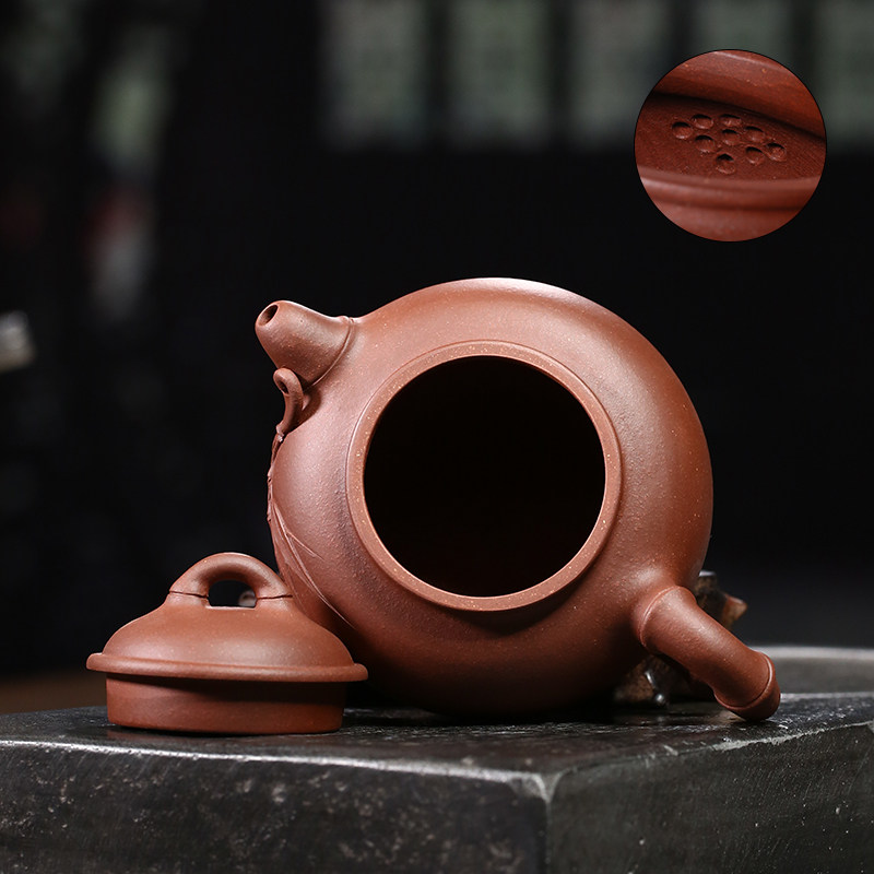 【茗隐茶器】国工储卫珍匏尊竹节原矿紫泥宜兴紫砂壶纯手工270cc