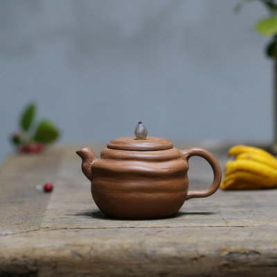 石癫【手工陶魂壶】原矿紫泥粉浆 紫砂壶茶壶 附作者执壶照