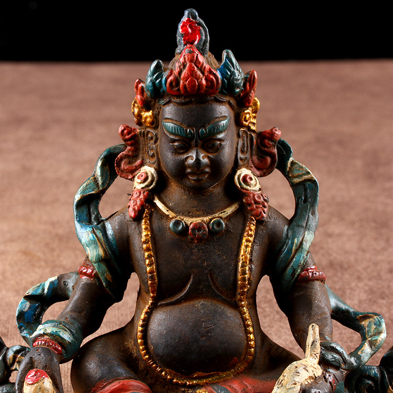 高12cm 藏传财神 珍藏 老造佛像 手绘黄财神 招财进宝护法 f328