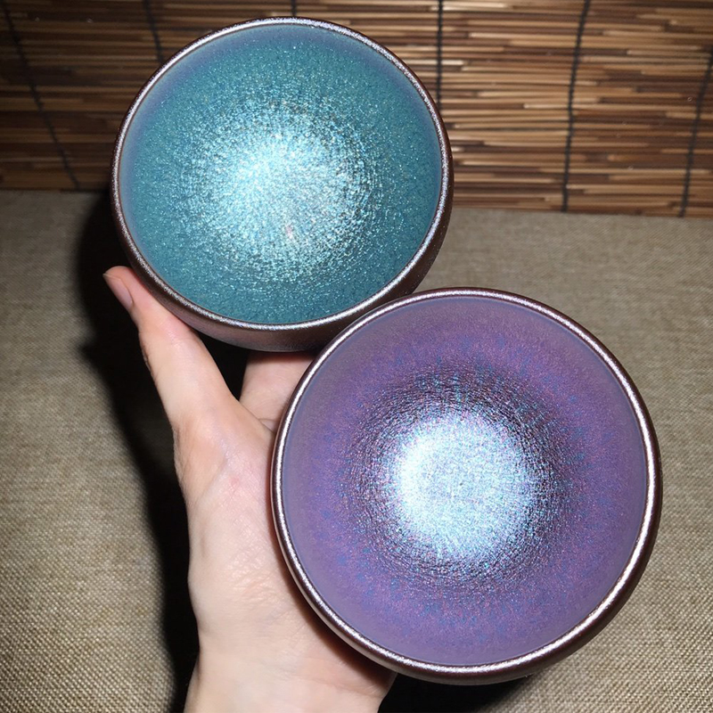 【罗军建盏流光溢彩彩金盏对杯】闺蜜/情侣/夫妻对杯茶道泡茶杯