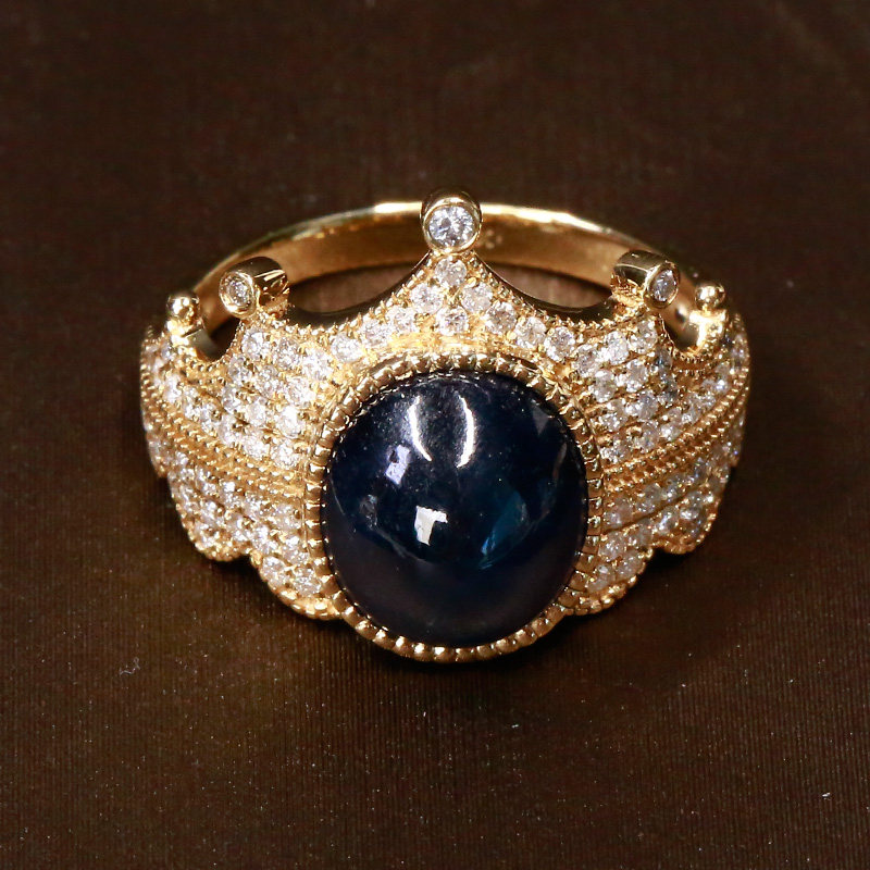 【皇冠款】5.95ct蓝宝石戒指 18k金镶钻0.465ct 11410