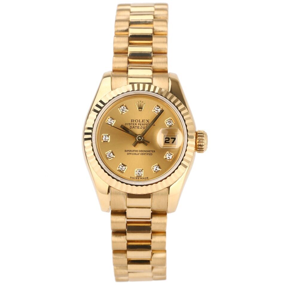 [9.5新]劳力士179178金劳女装日志型系列原镶时标钻自动机械女表