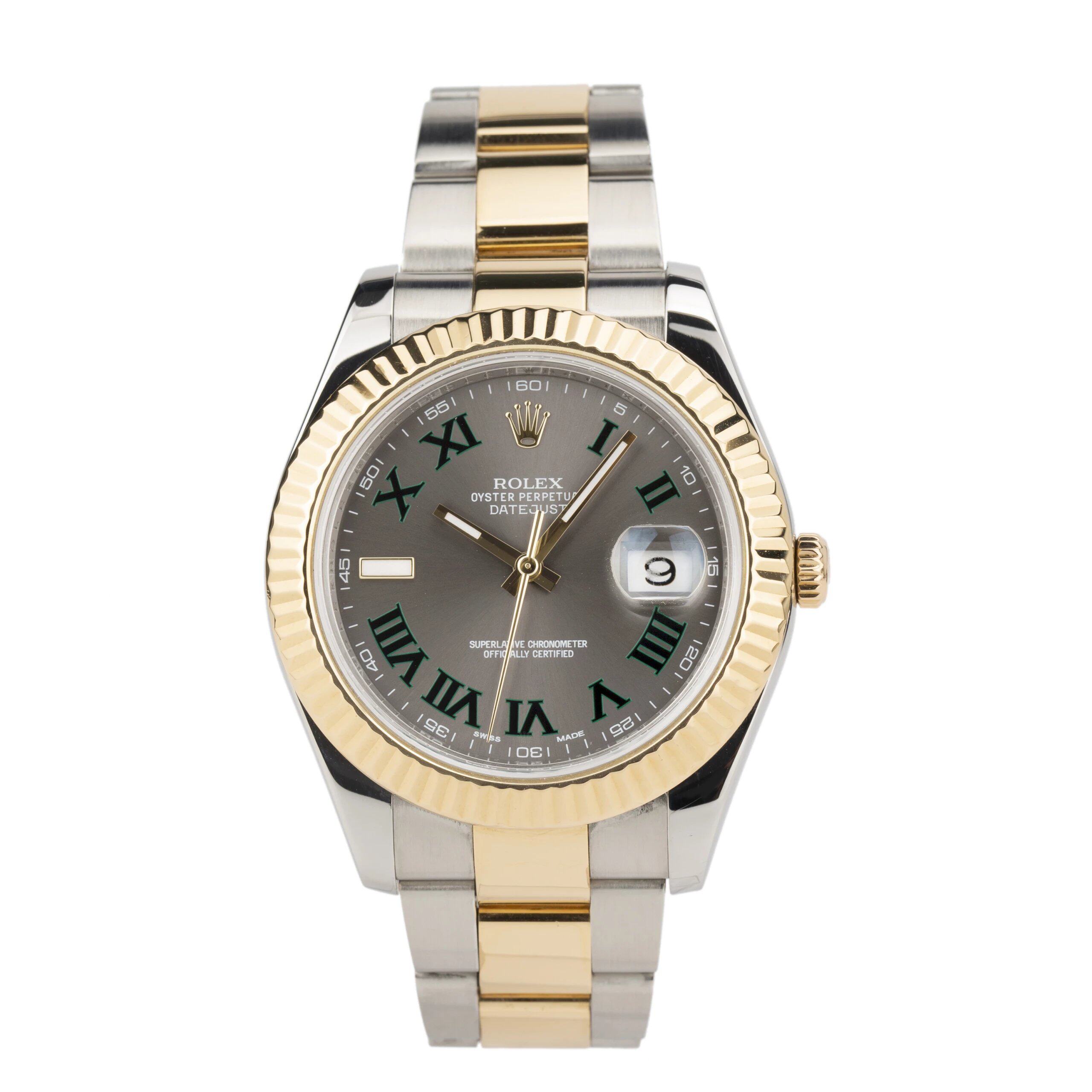 [9.8新]购于16年6月劳力士116333日志型系列黄金精钢自动机械男表