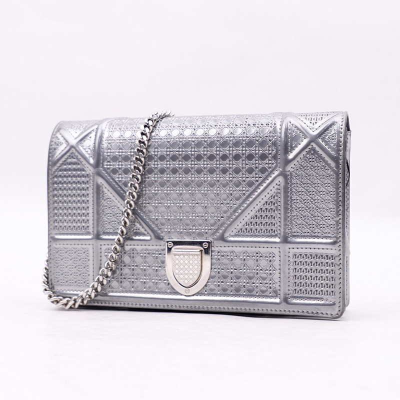 【9.8新】迪奥/dior 女包 银色diorama woc链条包女士包 md0015