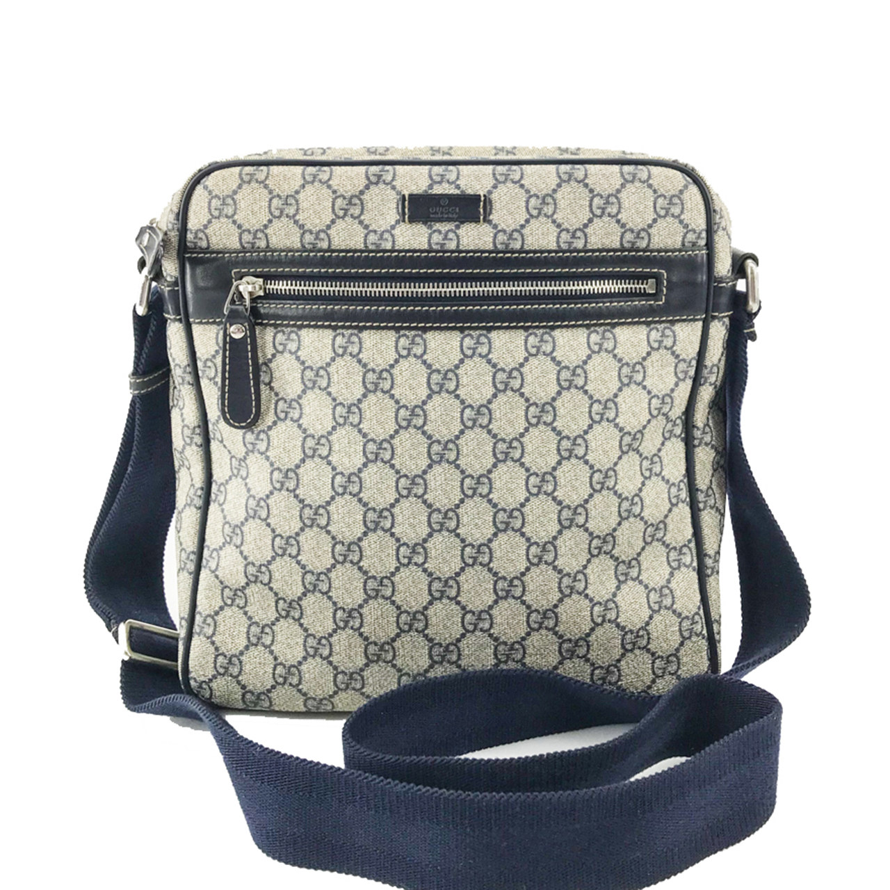 [9.5新]古驰gucci男士蓝色印花斜挎相机包ddb1906011