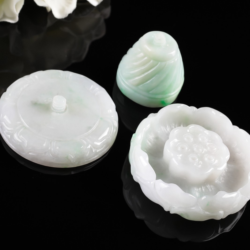 【源头好货-四会】翡翠a货拍卖精雕莲花莲财香插小摆件216.58g