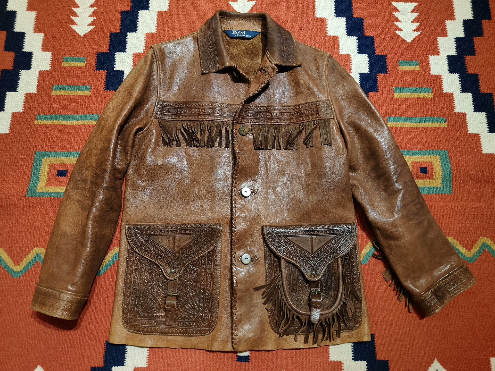 Vintage Ralph Lauren Carved Leather Jacket