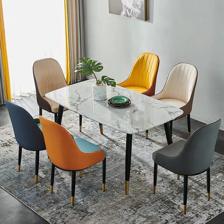 北欧大理石餐桌椅组合长方形现代简约意式饭桌家用后现代轻奢餐桌