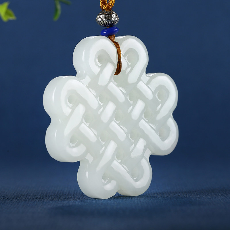 【玉乡精选】和田玉白玉【中国结】挂件吊坠47.70g