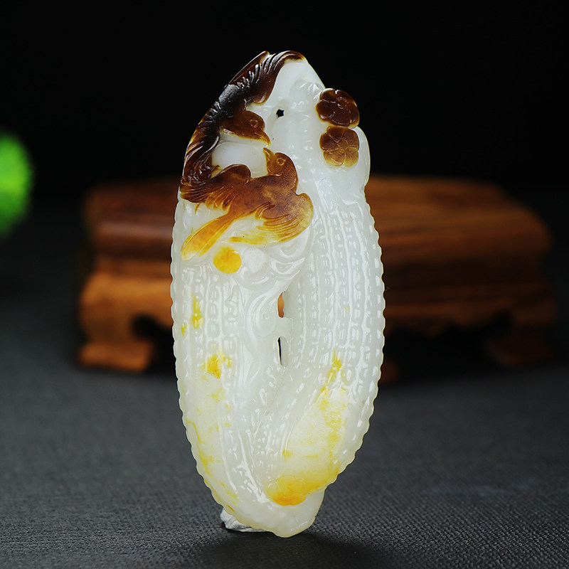 【飞黄腾达】源头好货苏工雕刻新疆和田白玉福瓜挂件79.6克