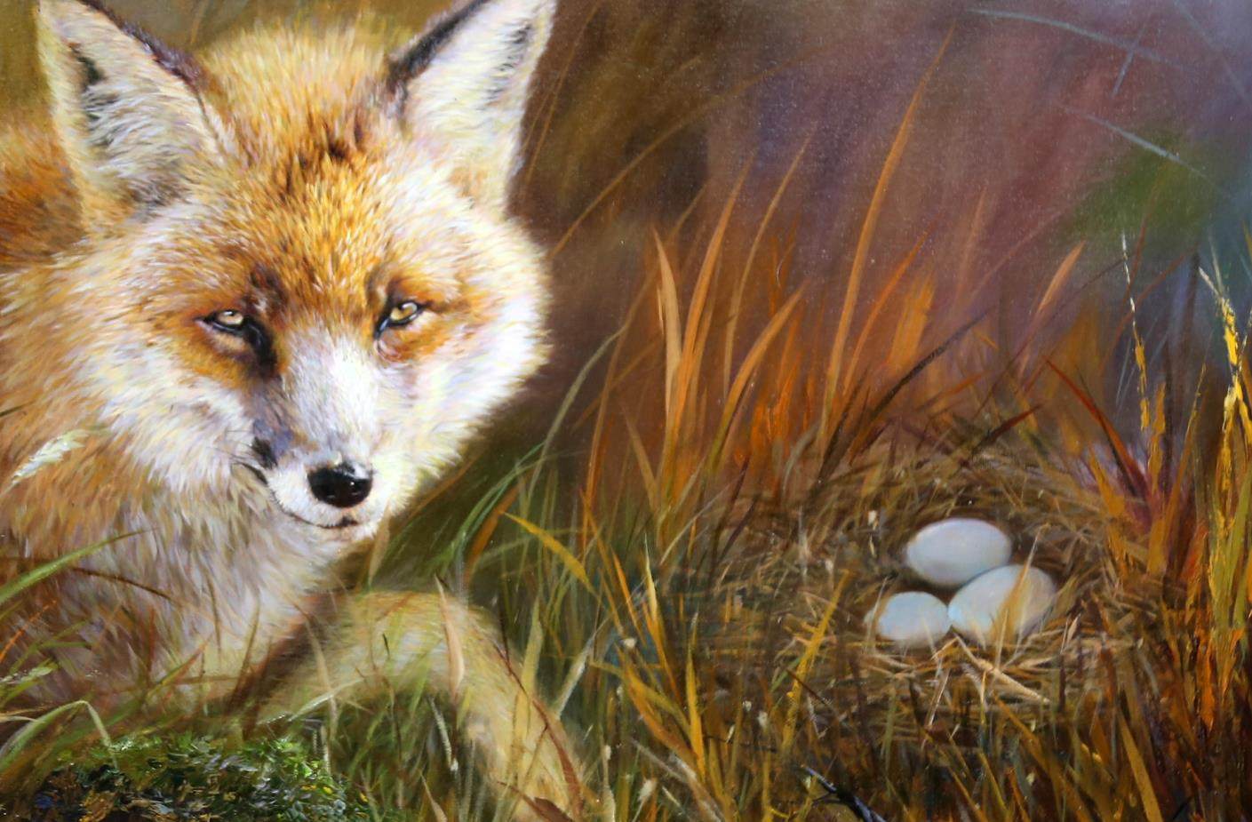 朝鲜油画 一级艺术家 李洙成《动物 狐狸》