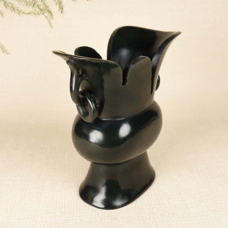 免报参拍 寓意【杯杯情深】和田玉青玉仿古酒杯212.38g