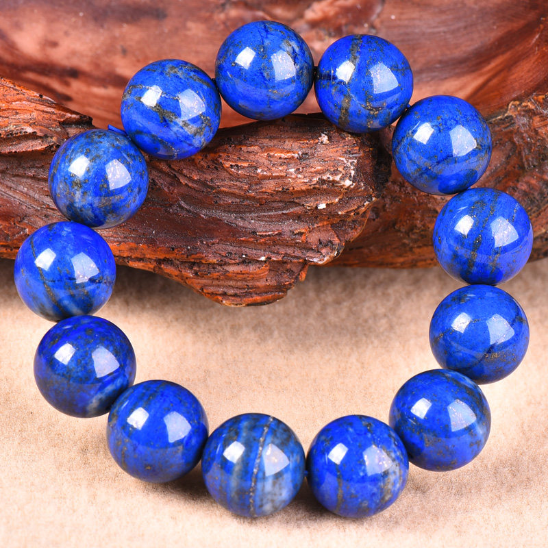 【义拍】18mm 佛教七宝 宝石蓝高品质青金石大串手链 佛法加持