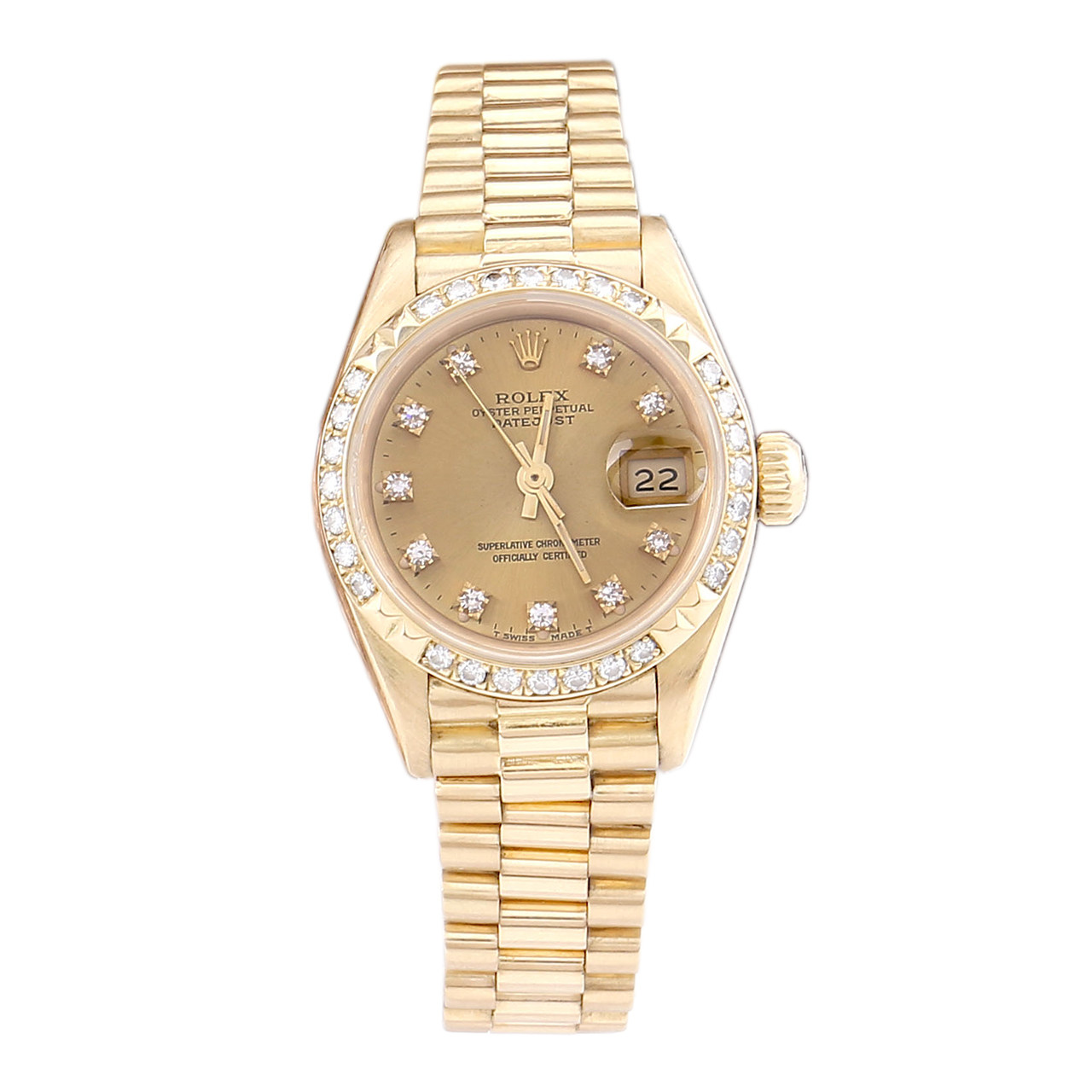 [9.0新]劳力士rolex日志型69268原镶钻18k黄金自动机械女表a2780