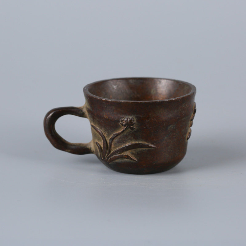 茶杯摆件 精铜制造 兰花铜茶杯 铜器 jkc140