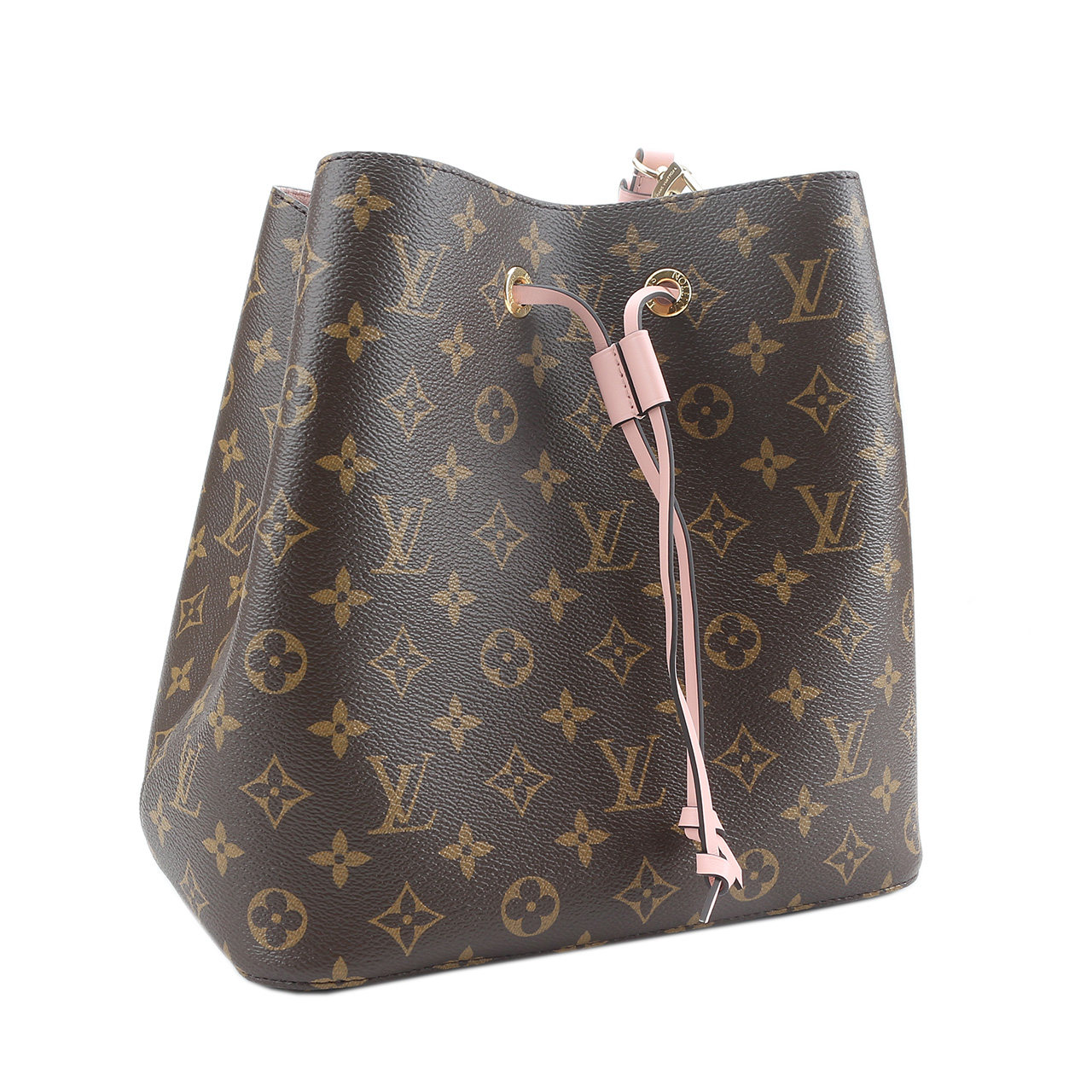 无保留价[9.9新]未使用路易威登lv老花neonoe粉水桶包单肩包6058