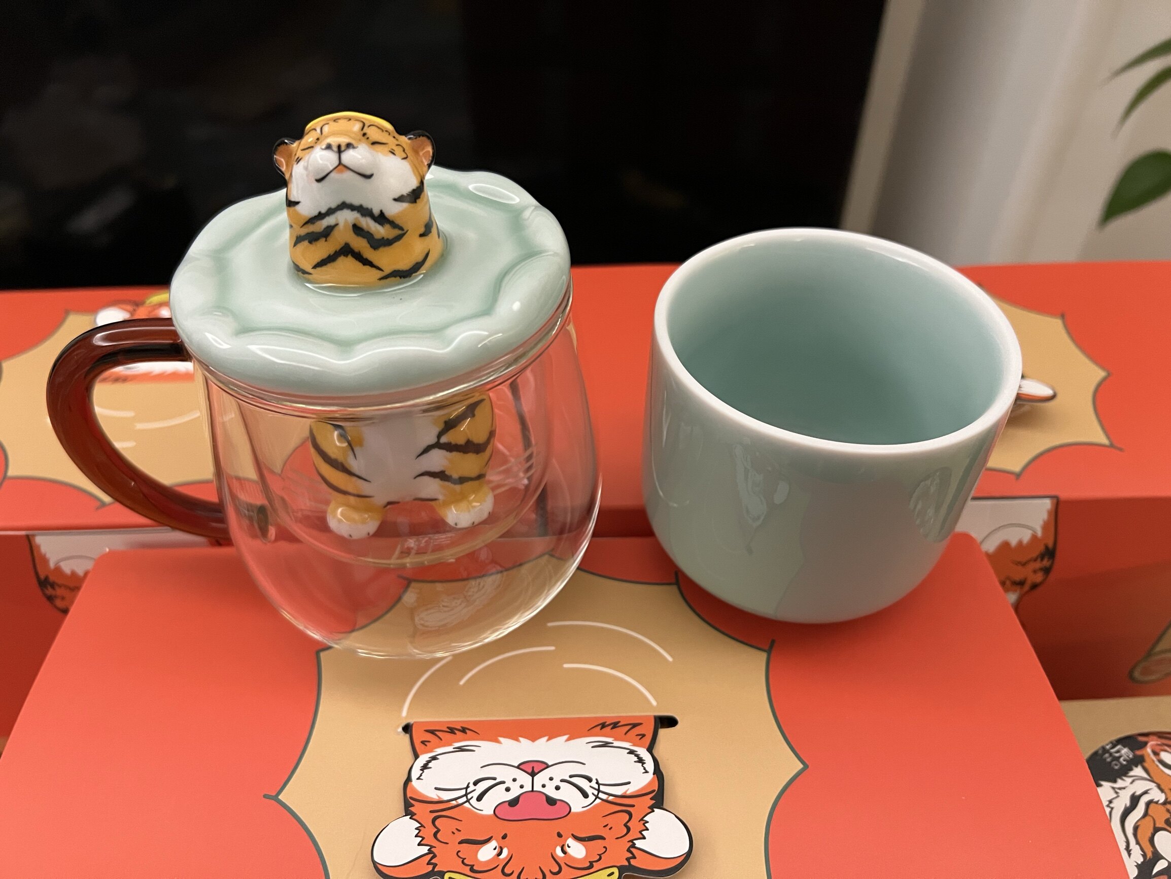 三浅陶社老虎耐热玻璃茶杯萌力爆棚温泉虎送朋友可爱伴手礼