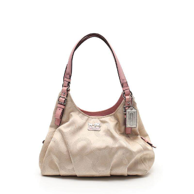 [9.0新]蔻驰coach女士madison尼龙单肩包真皮米色粉色 505781