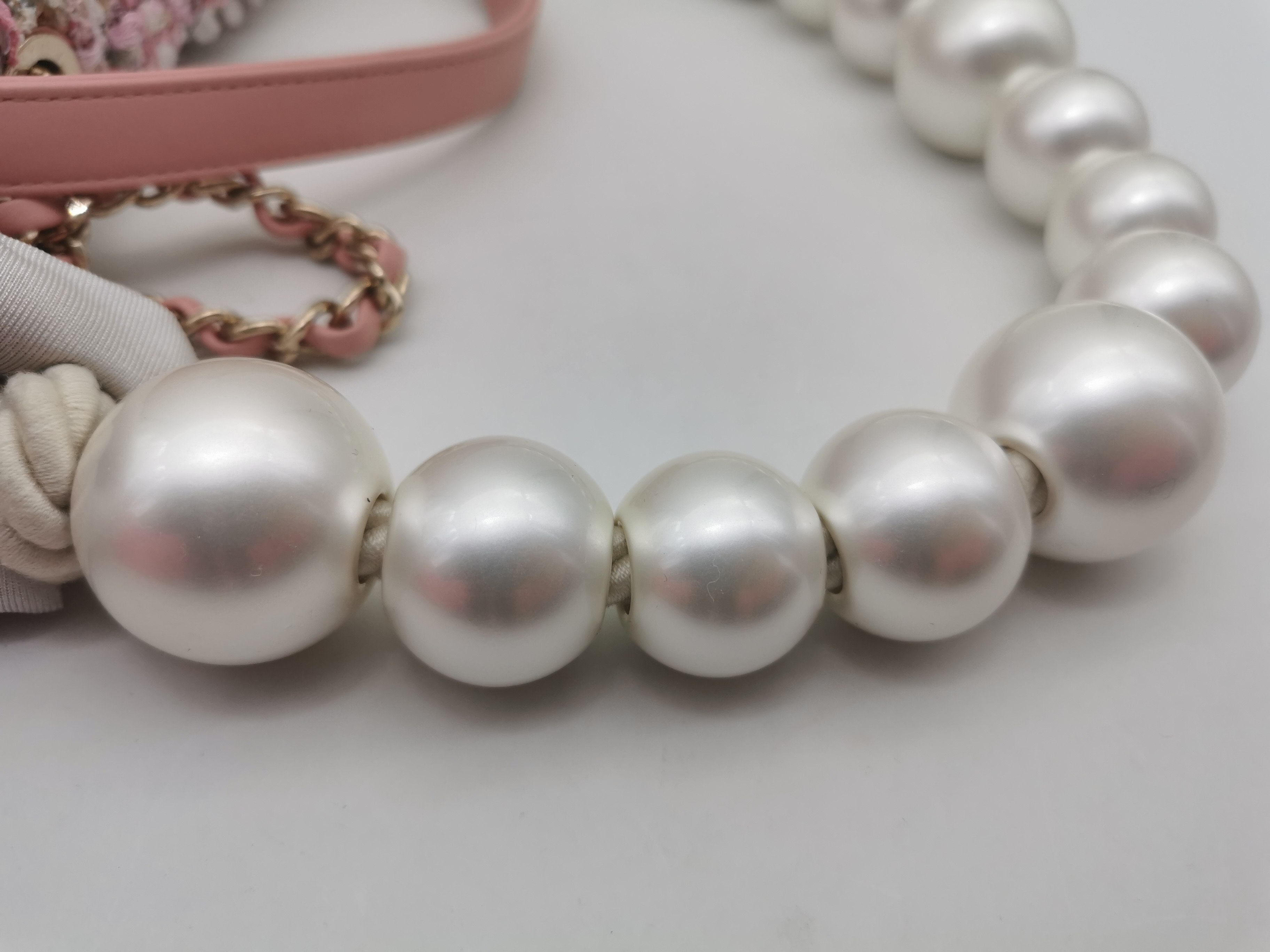 95新chanel香奈儿 毛呢大珍珠走秀款单肩斜挎手提包