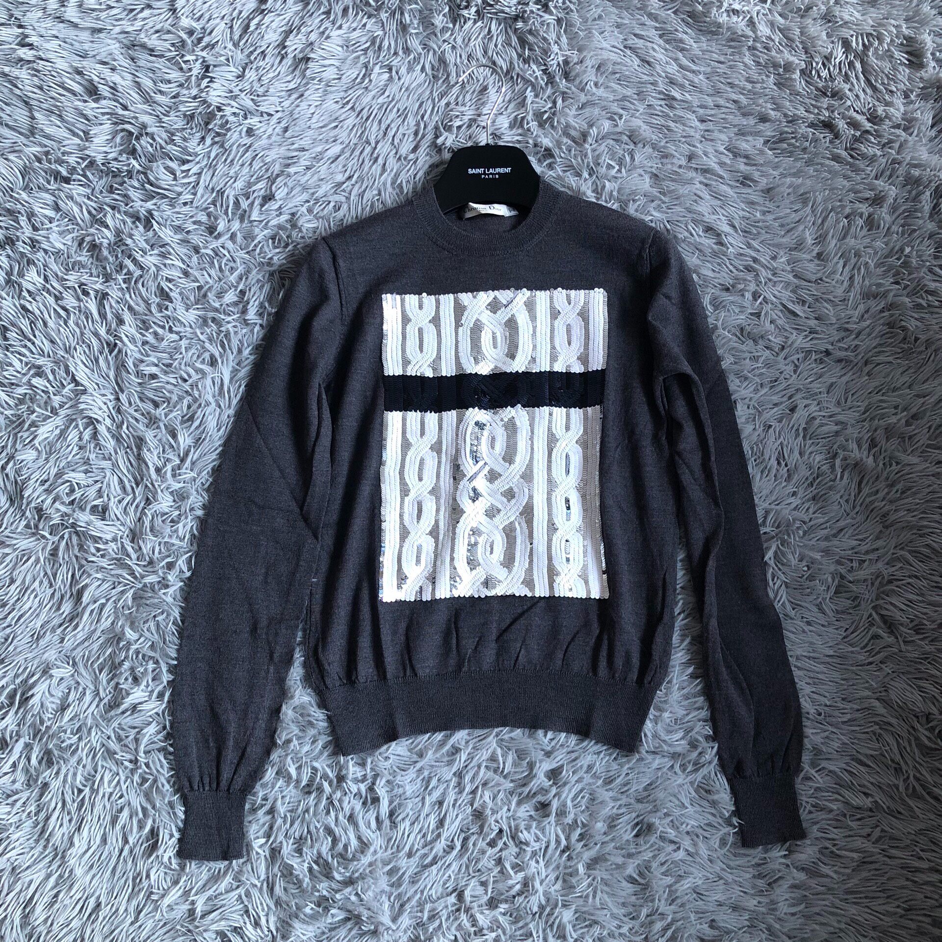 Dior Gray Sequined Knit Sweater