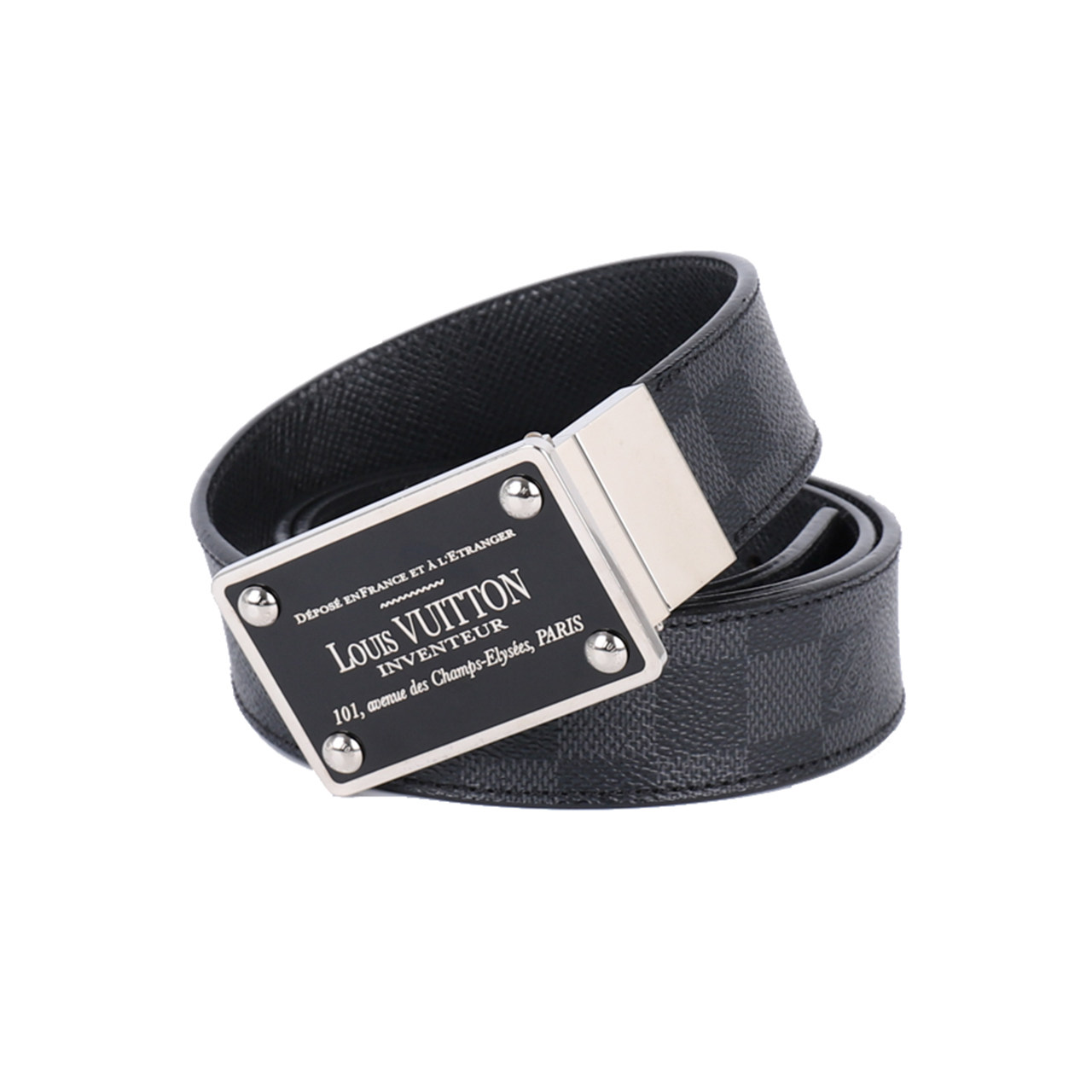 [9.5新]路易威登lv男士黑棋盘方扣腰带cy009参考价4000