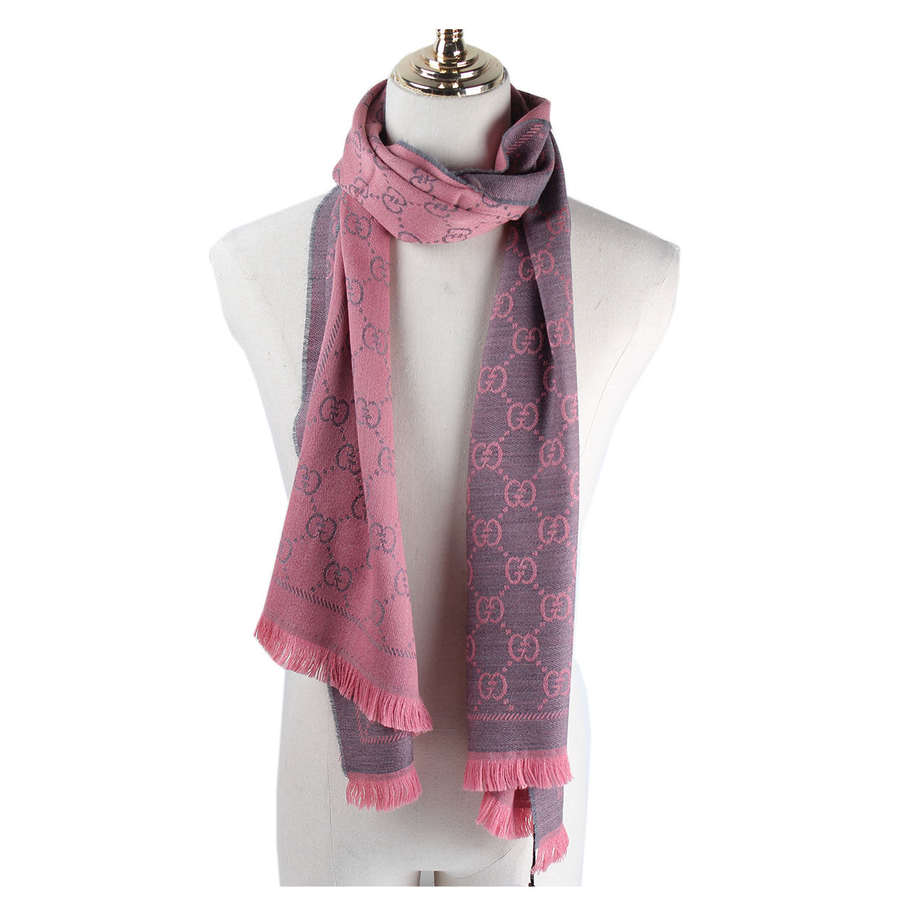 [9.9新] 古驰/gucci 秋冬新款浅灰色双面羊毛 围巾