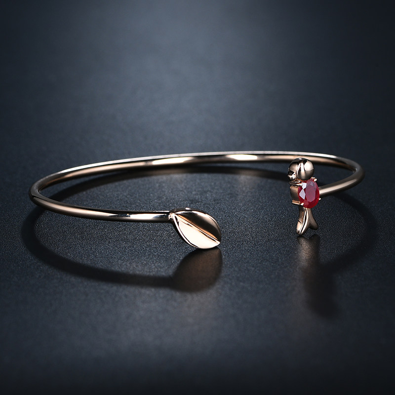 0.4ct天然红宝石手镯18k金镶嵌