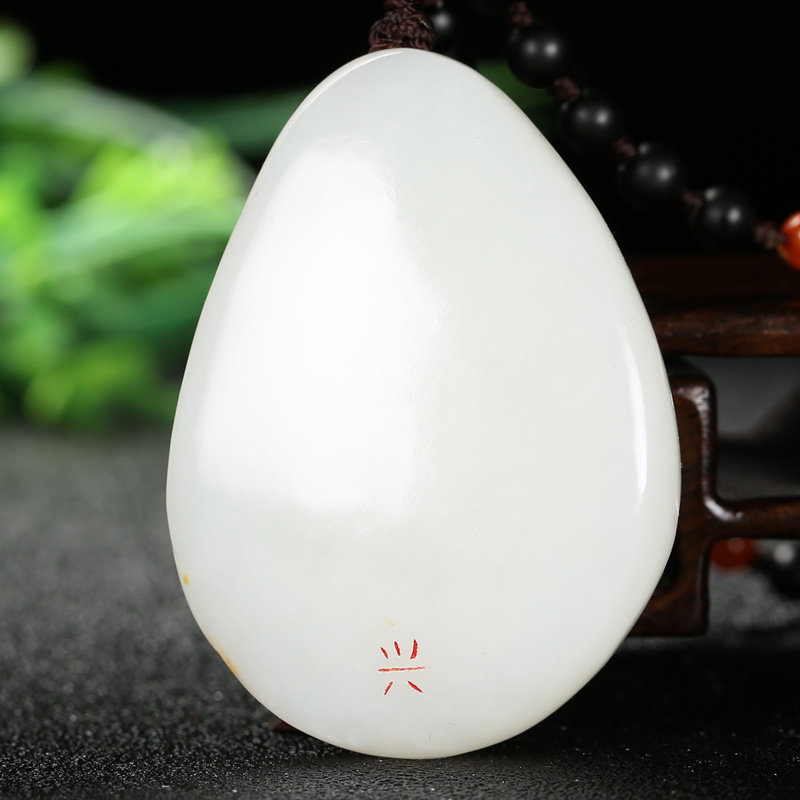 和田玉一级白羊脂白玉精雕观音吊坠66.7012g