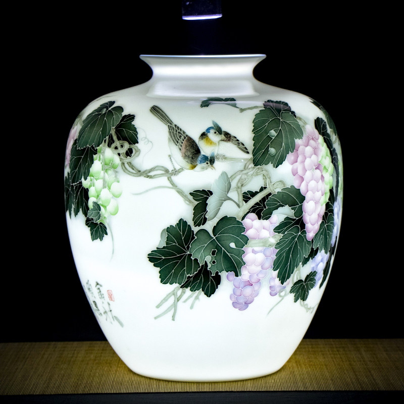 【大器藏品】省陶瓷工艺美术师张婷力作纯手绘醴陵釉下彩花瓶赏瓶