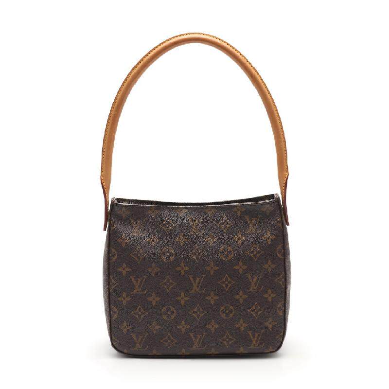 [9.0新]路易威登lv女士loopingmm老花肩包pvc真皮茶色526239