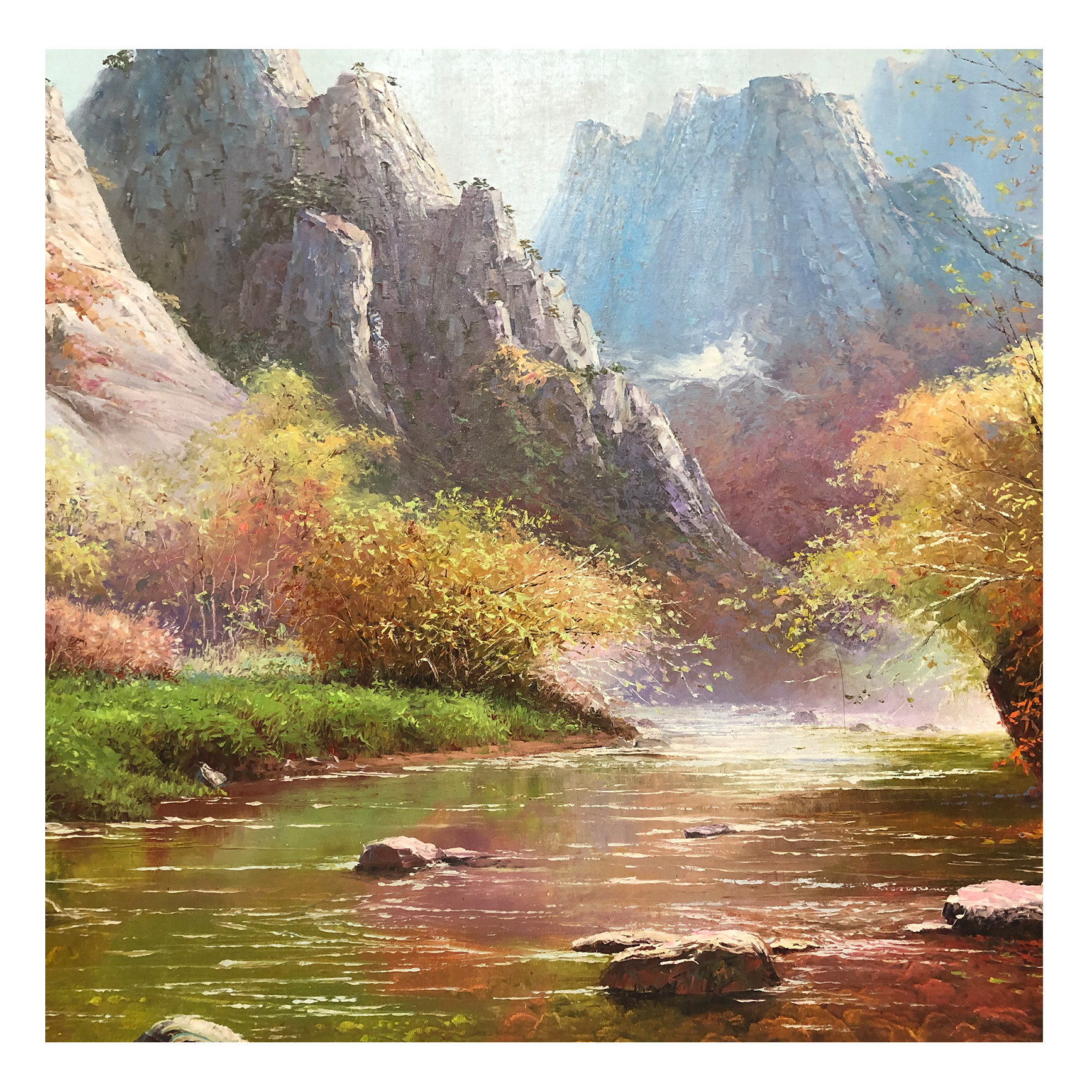 朝鲜油画 人民艺术家 李继成 《溪谷》 平壤美术大学 星朝