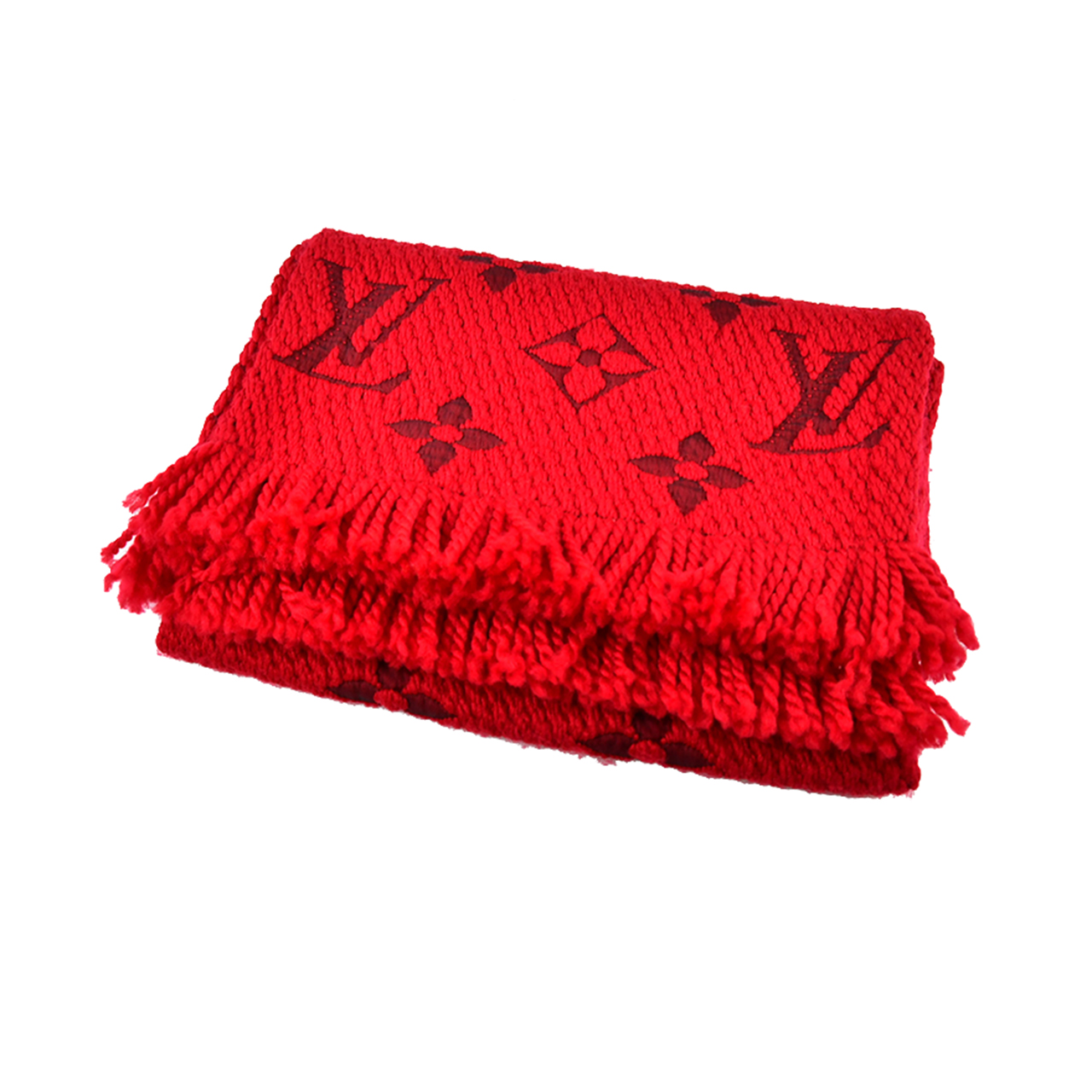 [二手9.9新/闲置]路易威登lv羊毛真丝提花流苏围巾zq0251