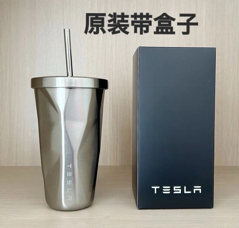 【原黑盒子】特斯拉水杯tesla不锈钢杯吸管杯车载杯特斯拉周